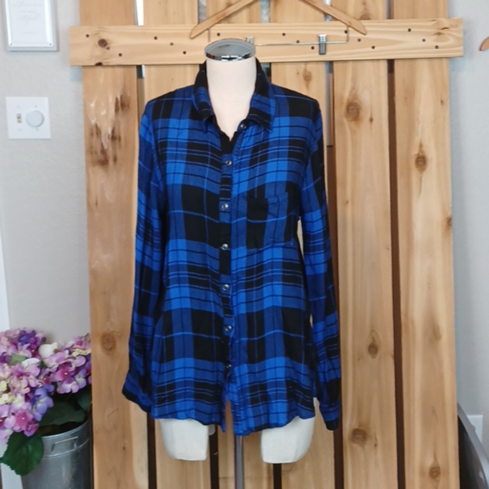 Plaid Button Down Blouse